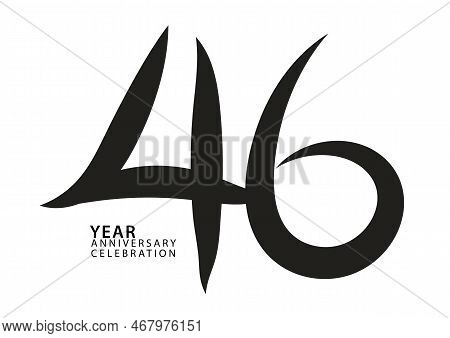 46 Year Anniversary Celebration Black Color Logotype Vector, 46 Number Design, 46th Birthday Invitat