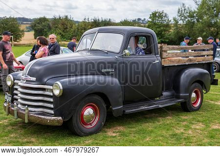 Camerton, Uk: August 11, 2019: A 1951 Chevrolet 3100, Reg No: 883 Uxp At The Norton Radstock Classic