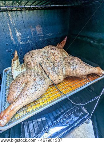 Spatchcocked Homemade Smoked Turkey Dinner For Thanksgiving