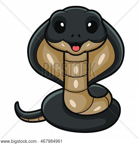 Vector Illustration Of Cute Javan Spitting Cobra Cartoon