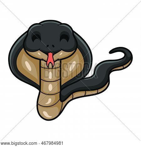 Vector Illustration Of Cute Javan Spitting Cobra Cartoon
