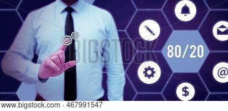 Text Caption Presenting 80 To 20 Percent. Pareto Principle Of Factor Sparsity Statistical Distributi