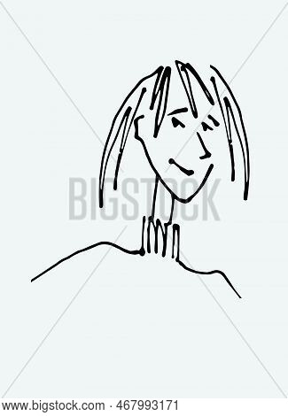 Avatar Of A Young Woman. Flat Style, Isolated Vector Element