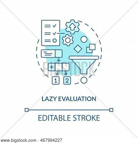 Lazy Evaluation Turquoise Concept Icon. Functional Programming Benefit Abstract Idea Thin Line Illus