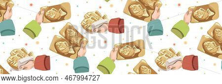 Background Of Korean Cuisine Called Bunjeoppang. Street Korean Food In The Hands On A White Backgrou