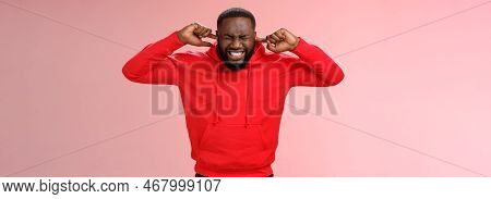 Annoyed Bothered Uncomfortable Young African-american Pressured And Stressed Bearded Guy Clench Teet