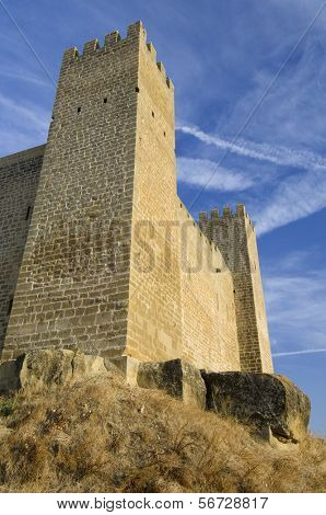 Hrad v Sadaba s nebe v Zaragoza, Španělsko