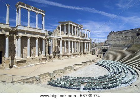 罗马剧院在梅里达，剧院，今天，用于舞台表演、 梅里达、 巴达霍斯、 E