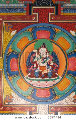 Buddhistisk maleri på loftet af en Gate, Everest Trek, Nepal
