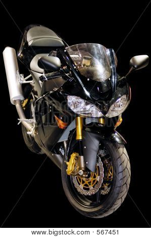Black Racing Motorcycle Isolated