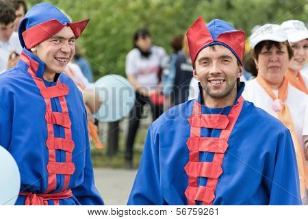 Tatarsk, Russia: June 27, 2013 - The Culture Olympics Competition Of Novosibirsk Region. Men In Russ