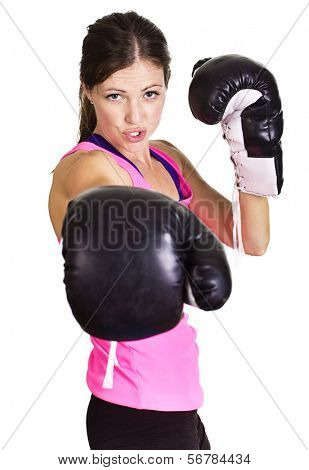 Beautiful woman ready to box