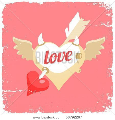 flying heart with arrow inside