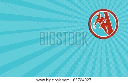 Business Card Power Lineman Repairman Electrician Climbing Retro