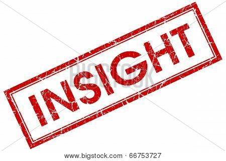 Insight Red Square Grungy Stamp Isolated On White Background