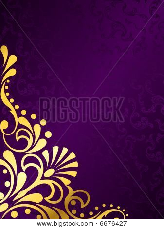Fialové pozadí s zlatým filigránem, vertikální