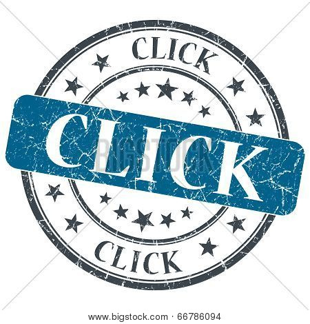 Click Blue Grunge Textured Vintage Isolated Stamp
