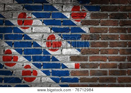 Brick Wall Texture With Flag