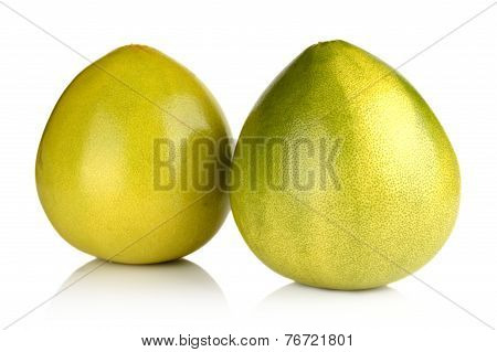 Two Pomelos Chinese Grapefruits Isolated On White