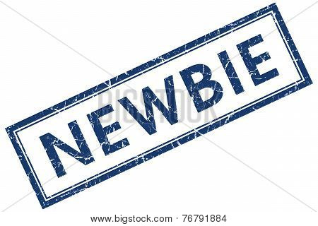 Newbie Blue Square Stamp Isolated On White Background