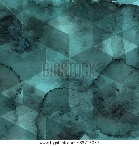 Vector Geometric Pattern On Watercolor Background