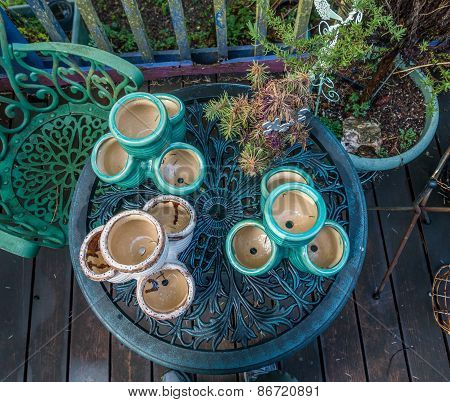 Overhead View Of Empty Planters