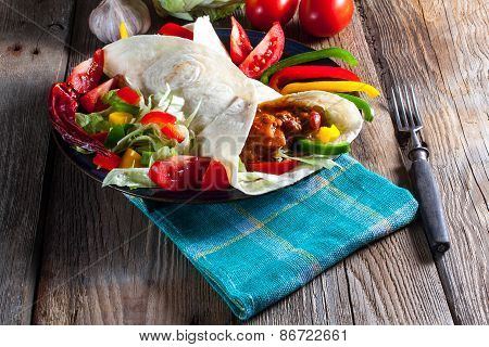 Tortilla With Chili Con Carne.