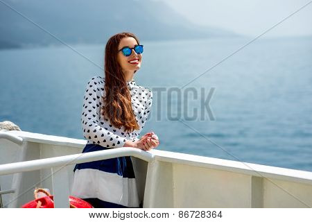 Woman on cruise liner or ferry