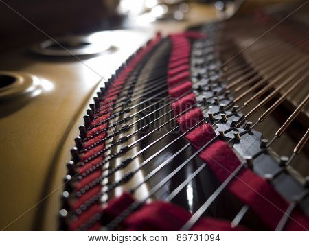 Interior of a concert grand piano - shallow depth of field