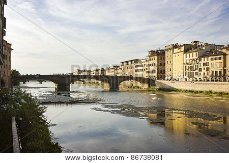 Ponte Santa Trinita Bridge In Florence In Italy