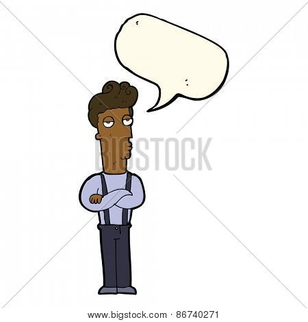 cartoon unimpressed man with speech bubble