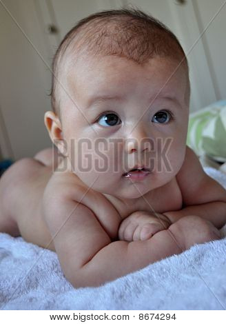 Adorable 3 months old  baby girl close up portrait