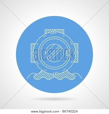 Round vector icon for scuba helmet