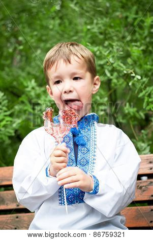 Little Ukrainian Eats Lollipop