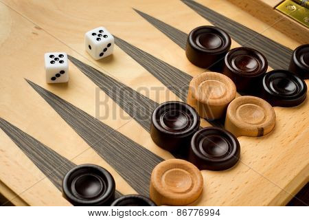 Backgammon set with dice