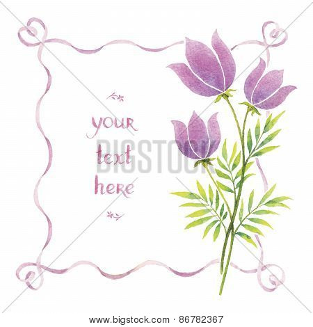 Watercolor Flowers And Ribbons