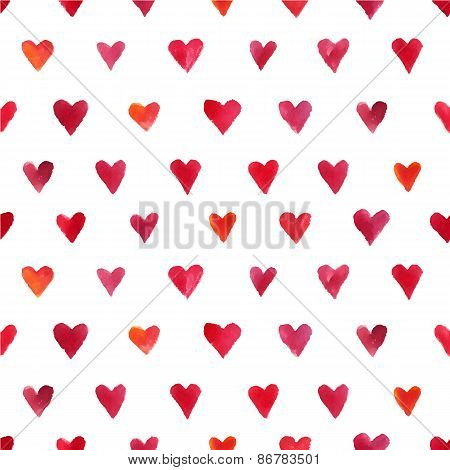 Watercolor Hearts Pattern