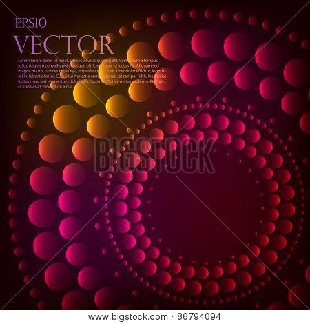 Abstract pattern of graduated turquoise shiny dots or circles going from the darkest at the outer ed