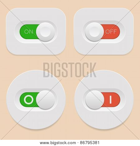 On Off sliders. Vector.