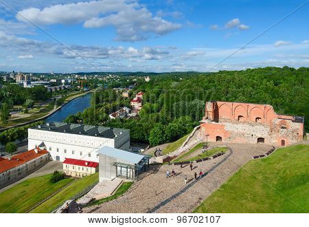 View Of Ruins Of Upper Castle Vilna And Neris River From Lookout Of Gediminas Tower
