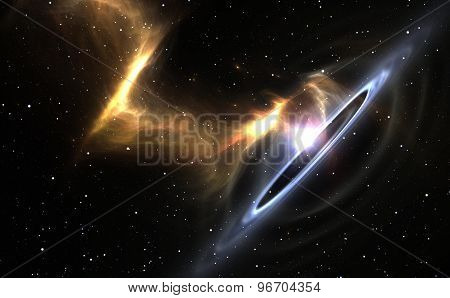 Stars And Material Falls Into A Black Hole