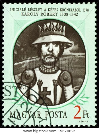 Ročníku poštovní známka. Král Robert Maďarsko.