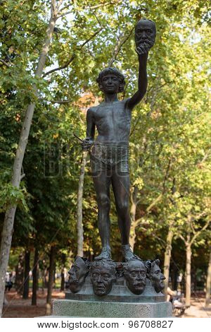 PARIS, FRANCE - SEPTEMBER 8, 2014: Statue in Luxembourg garden of Luxembourg Palace Paris France