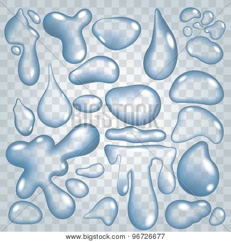 set of transparent and realistic water drops