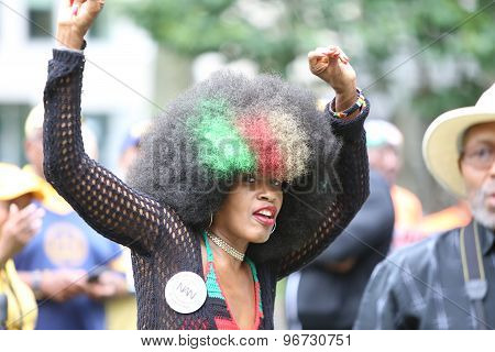 Dancer in colorful wig