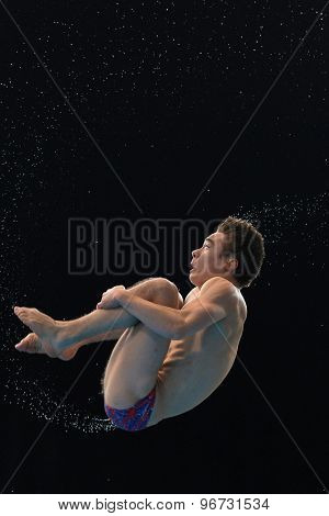 LONDON, GREAT BRITAIN - APRIL 27 2015: Daniel Goodfellow of Great Britain during the FINA/NVC Diving World Series at the London Aquatics Centre