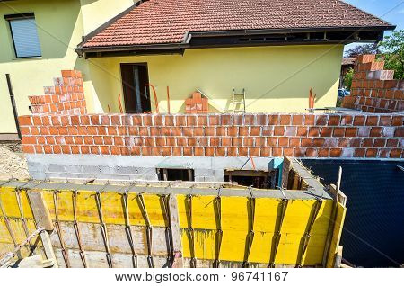 Formwork For The Concrete Stariway In A Family House Add-on.