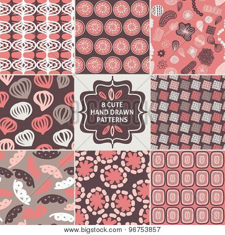 Vector seamless simple pattern set.