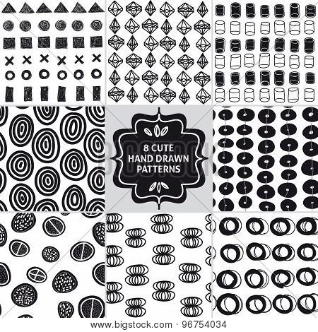 Vector seamless simple pattern set.