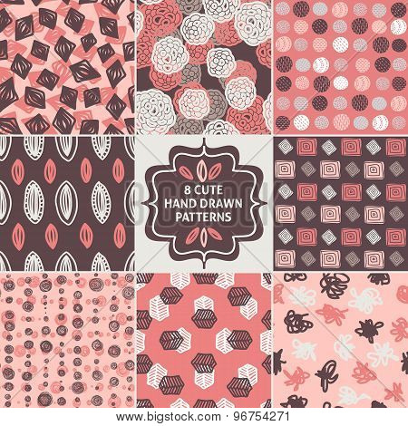 Vector seamless simple pattern set.